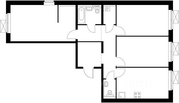 Планировка этой квартиры по данным Циан
