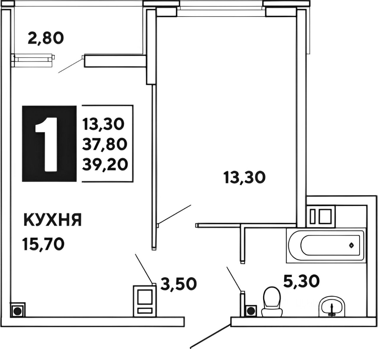 Планировка этой квартиры по данным Циан