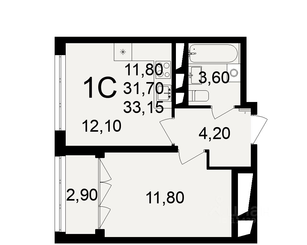 1-комн.кв., 31,7 м², 18/18 этаж