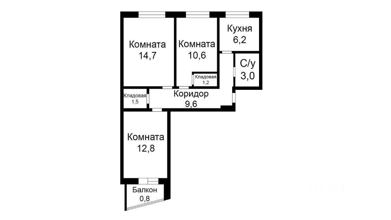 Планировка этой квартиры по данным Циан