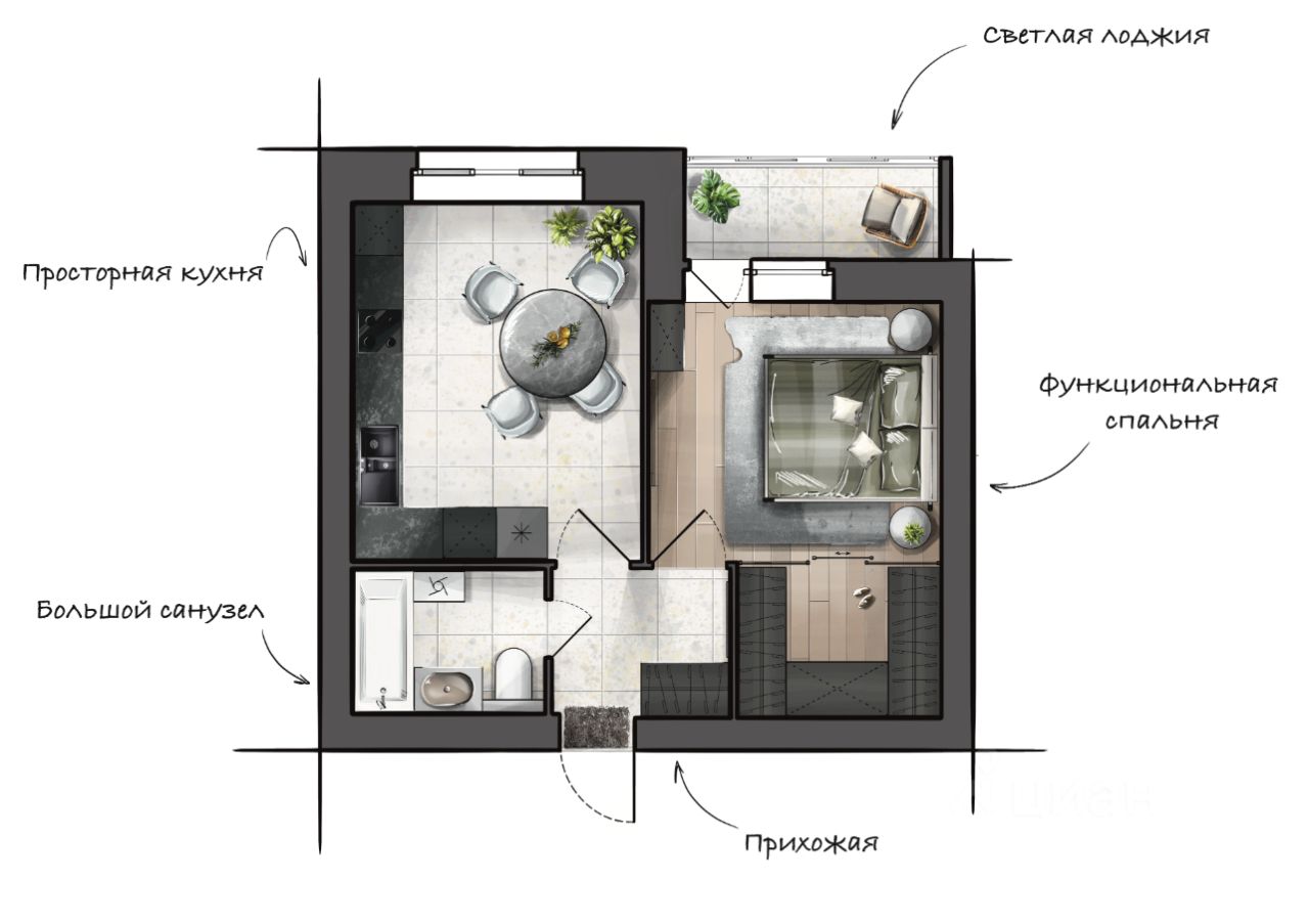1-комн.кв., 41,2 м², 7/8 этаж
