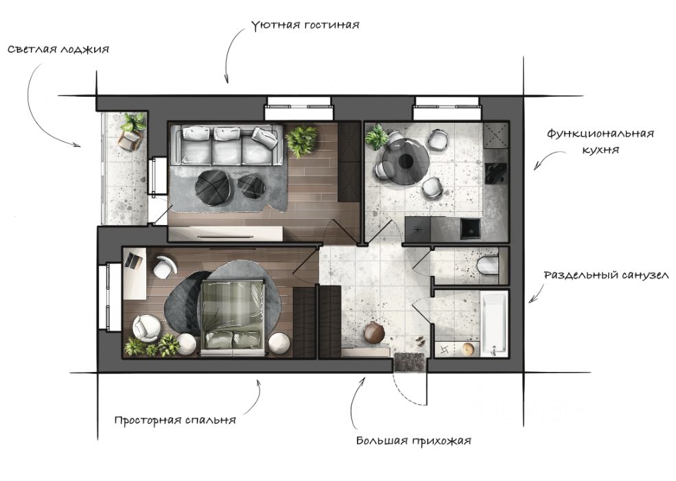 2-комн.кв., 60,3 м², 1/8 этаж
