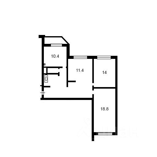 Планировка этой квартиры по данным Циан