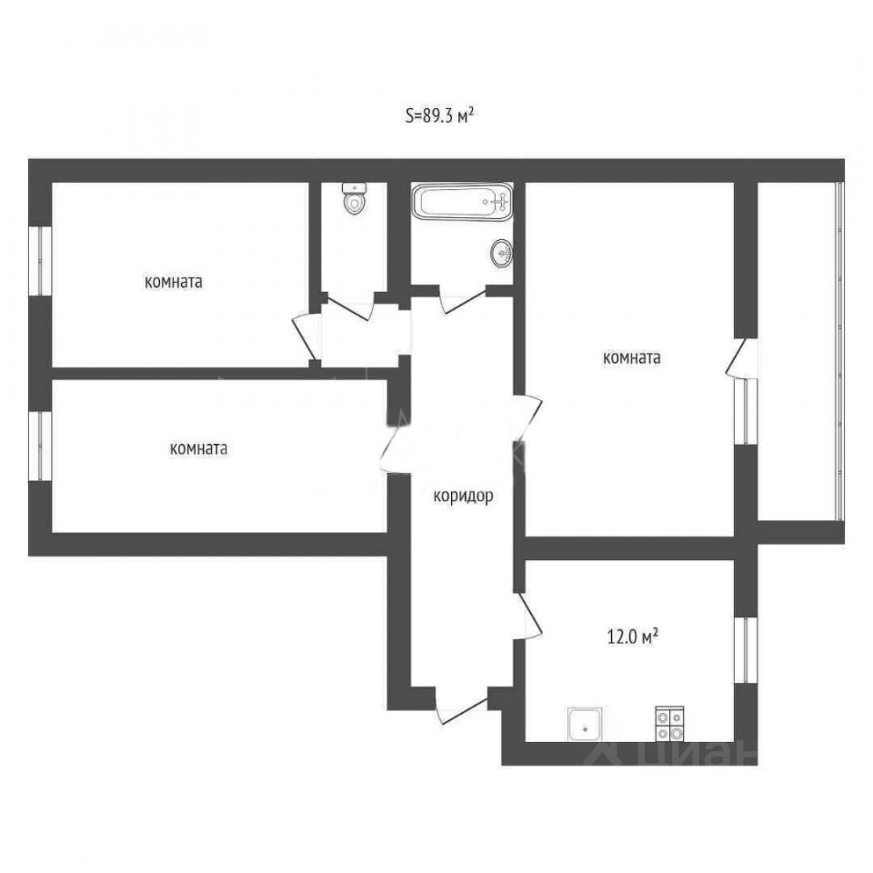 Планировка этой квартиры по данным Циан