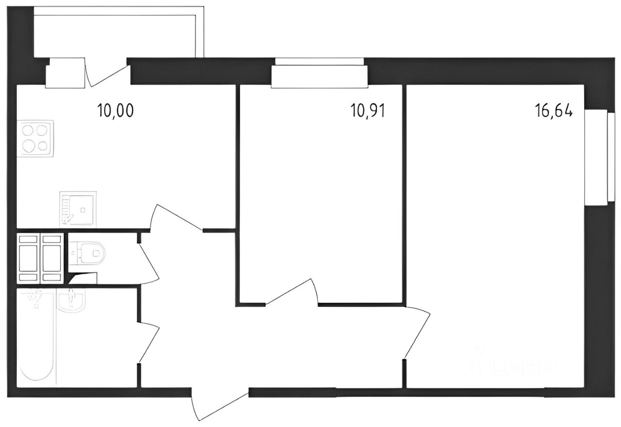Планировка этой квартиры по данным Циан