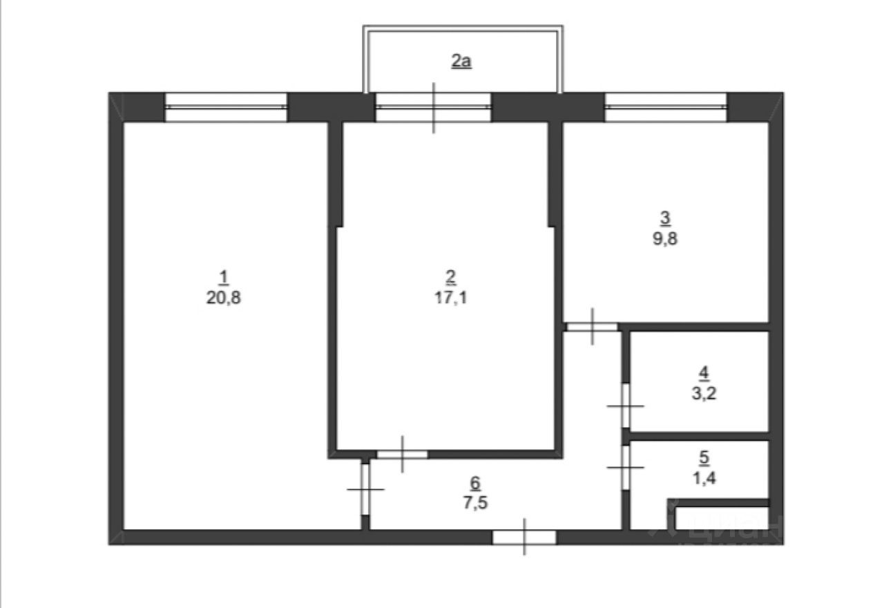 Планировка этой квартиры по данным Циан