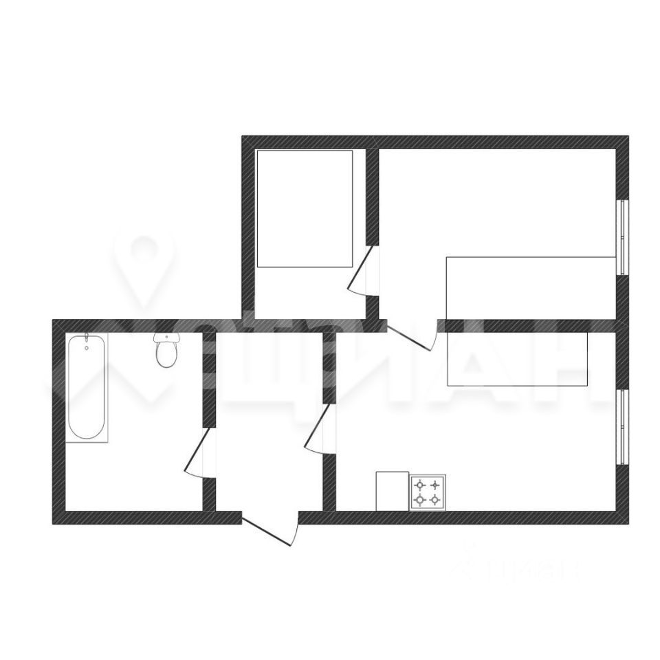 Планировка этой квартиры по данным Циан
