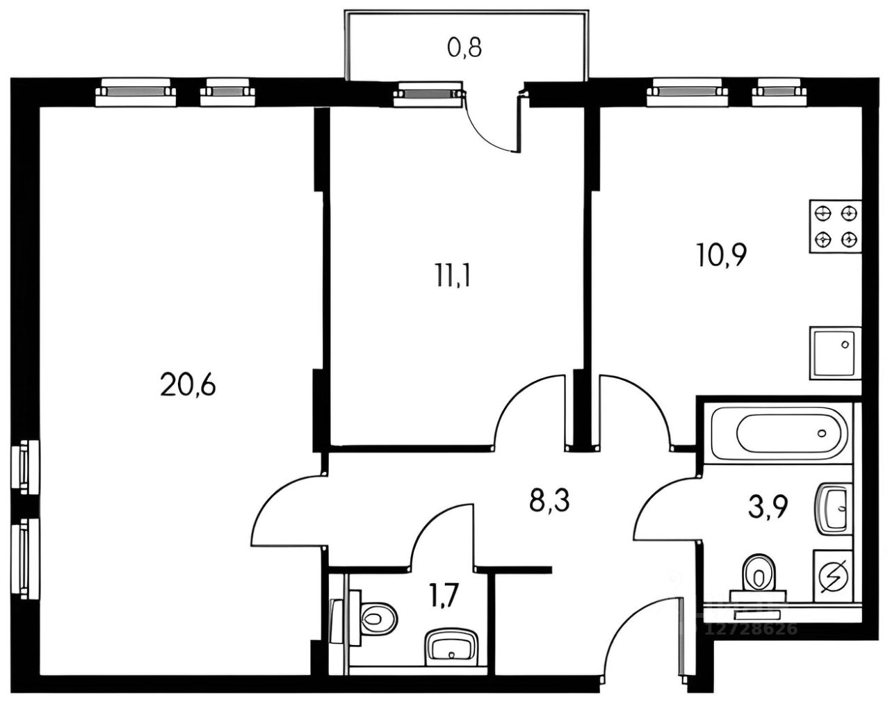 Планировка этой квартиры по данным Циан