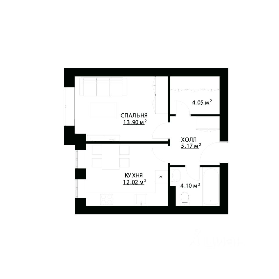Планировка этой квартиры по данным Циан