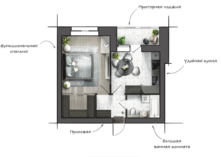 1-комн.кв., 43,6 м², 8/8 этаж