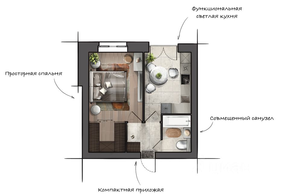 1-комн.кв., 37,6 м², 1/8 этаж