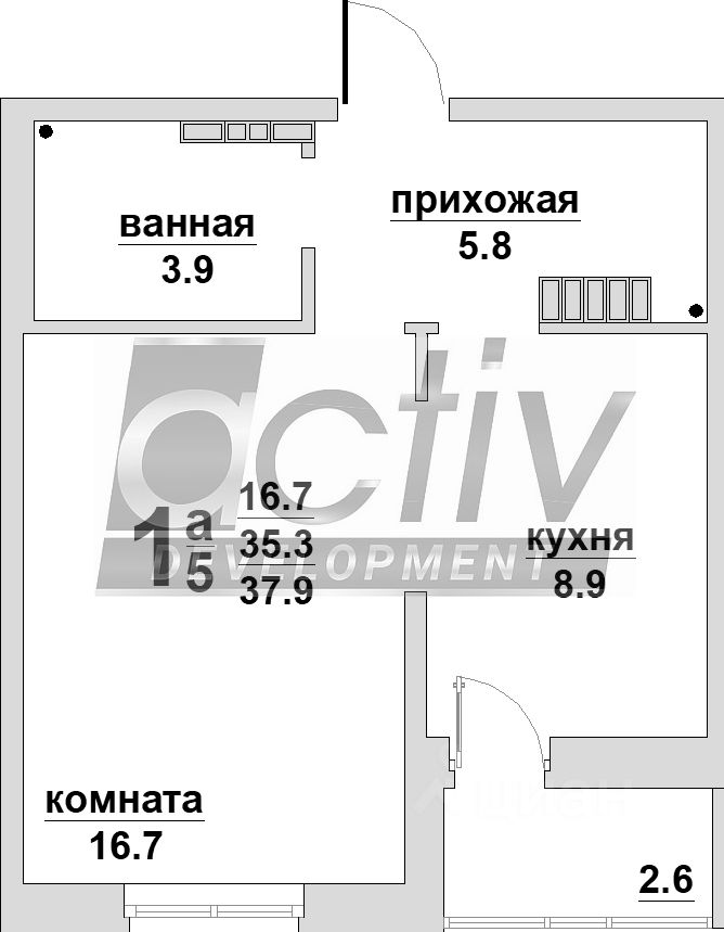 Планировка этой квартиры по данным Циан