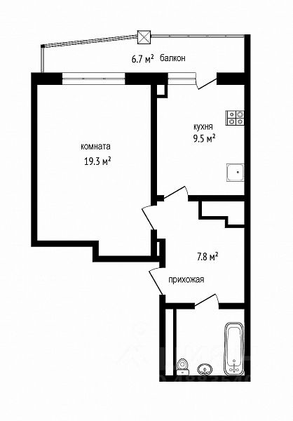 Планировка этой квартиры по данным Циан