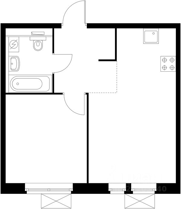 Планировка этой квартиры по данным Циан