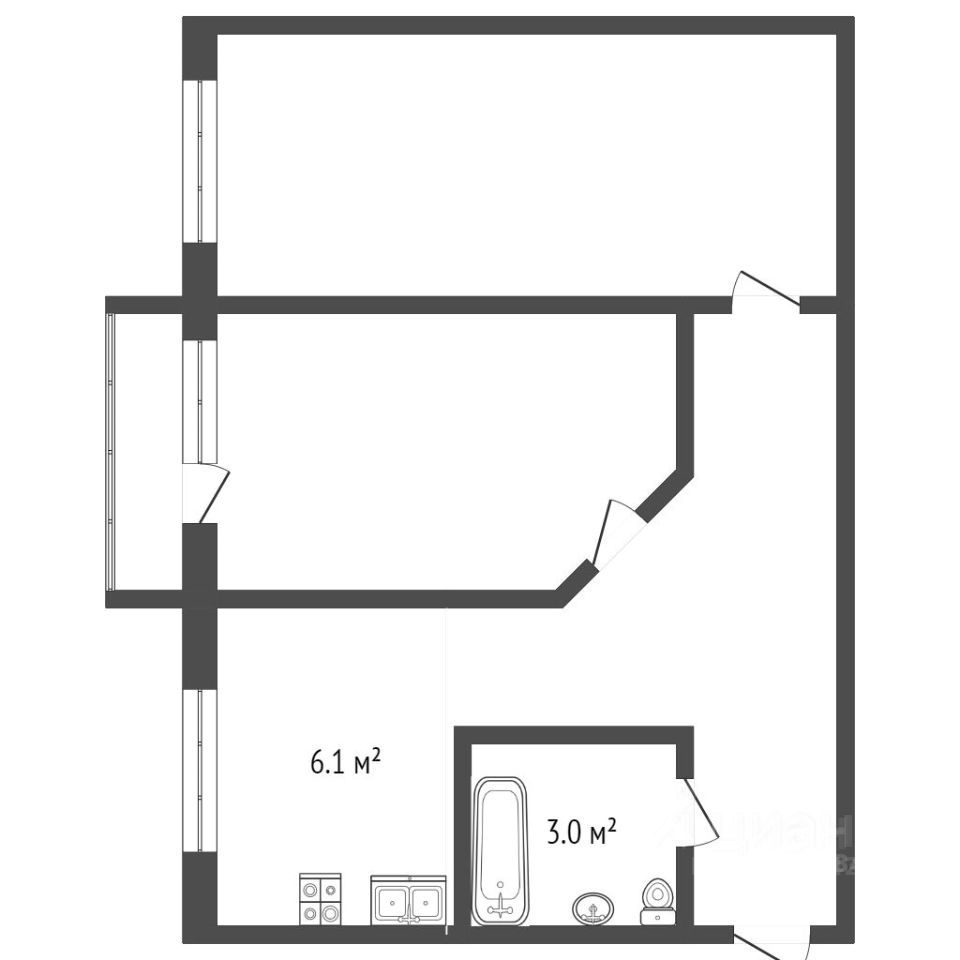 Планировка этой квартиры по данным Циан