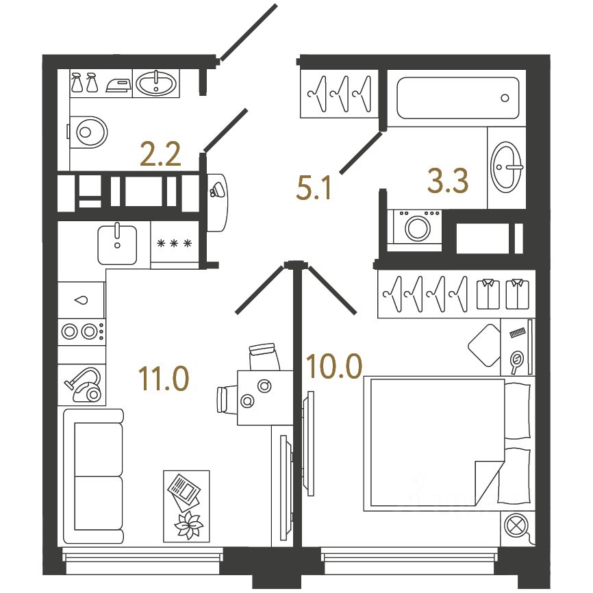 1-комн.кв., 31,6 м², 4/20 этаж