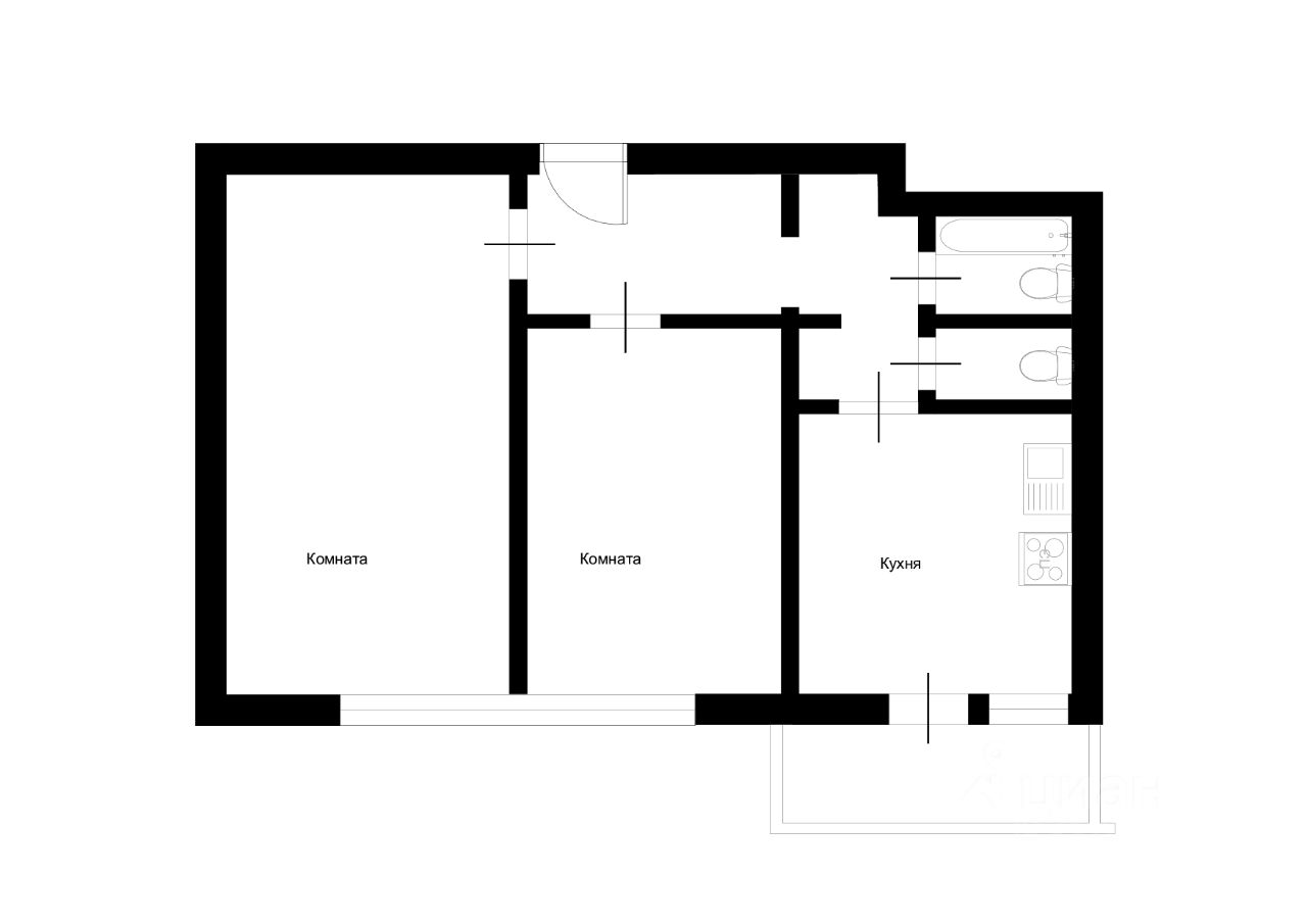 Планировка этой квартиры по данным Циан