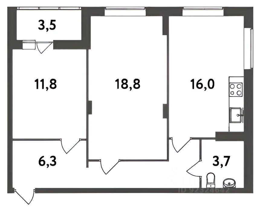 Планировка этой квартиры по данным Циан
