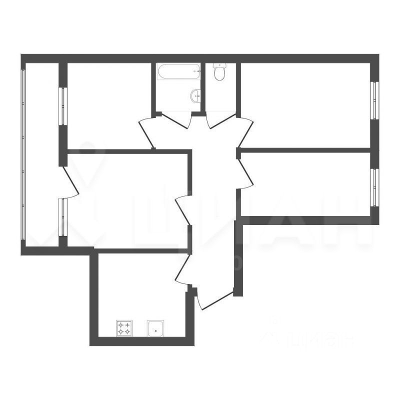 Планировка этой квартиры по данным Циан