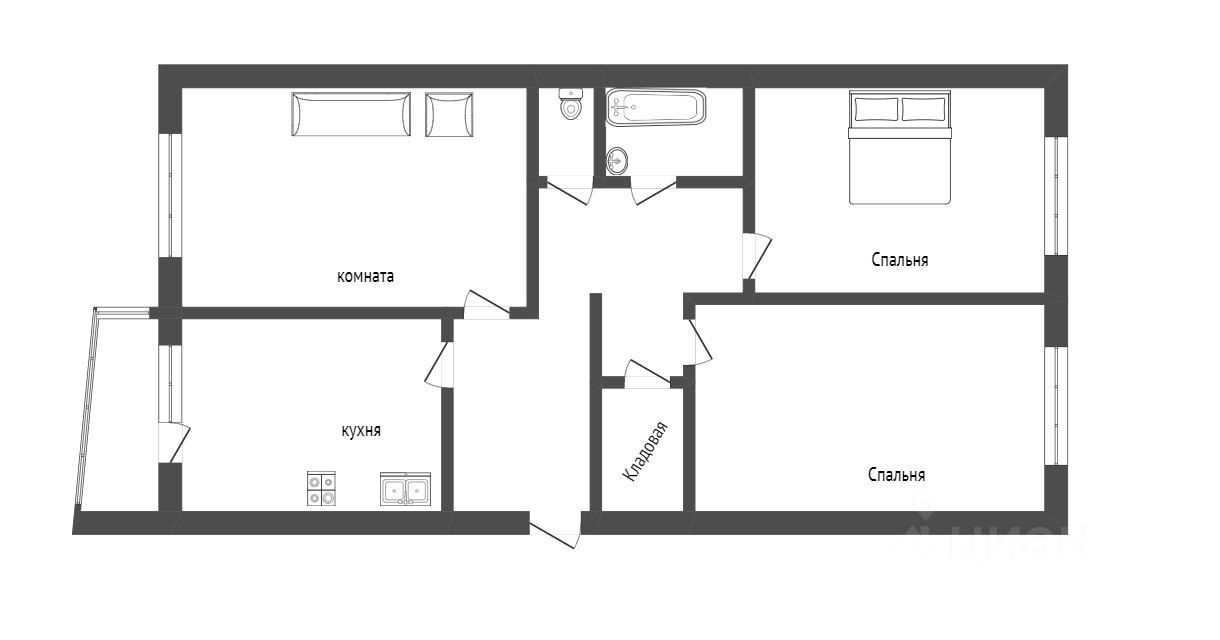 Планировка этой квартиры по данным Циан
