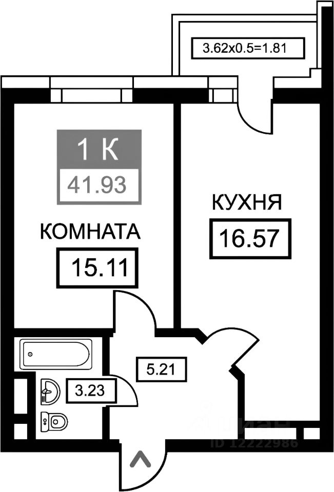 Планировка этой квартиры по данным Циан