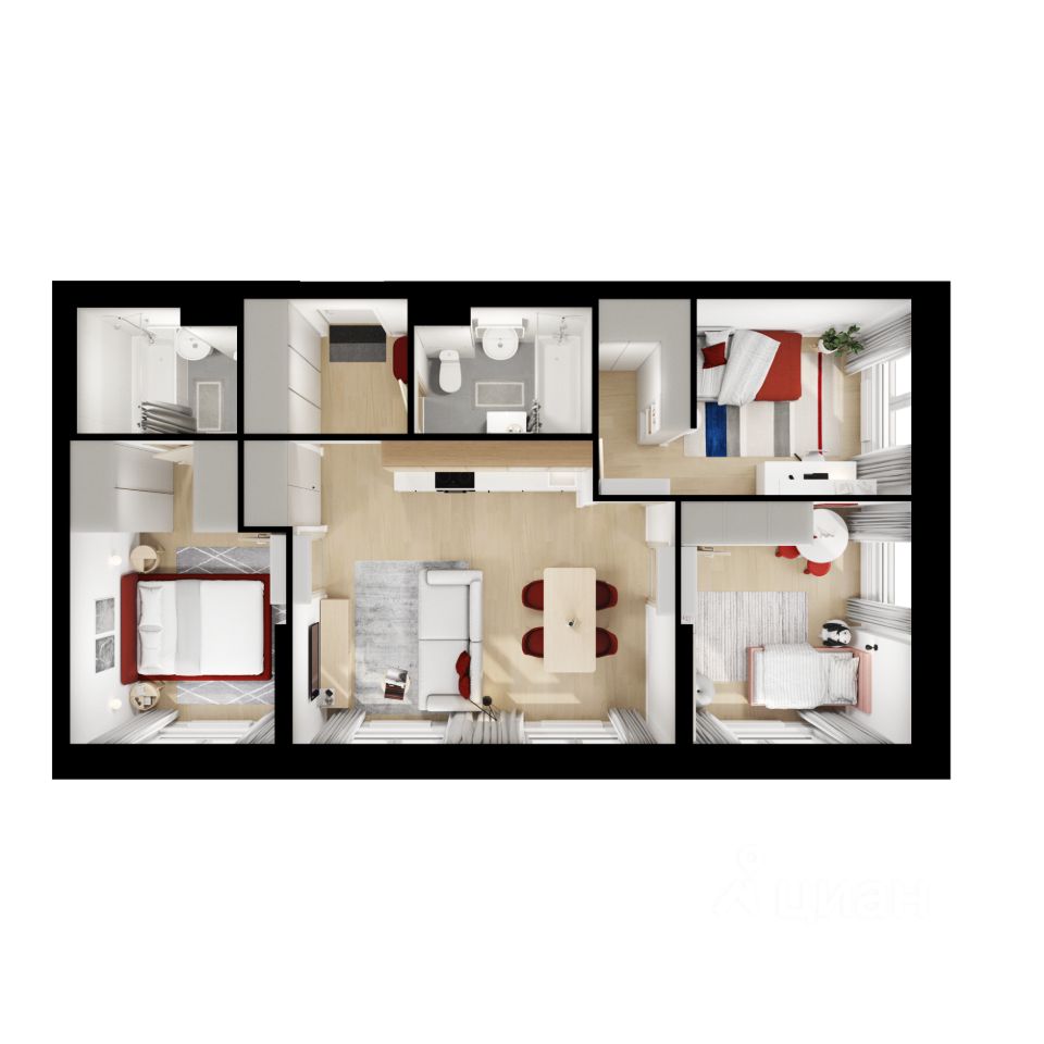 3-комн.кв., 67,8 м², 16/24 этаж