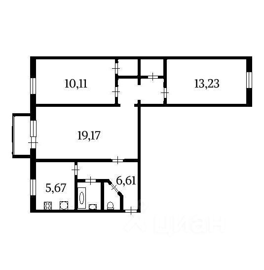 Планировка этой квартиры по данным Циан