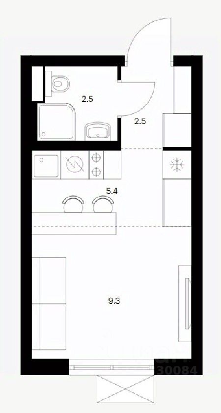Студия, 19,7 м², 17/17 этаж