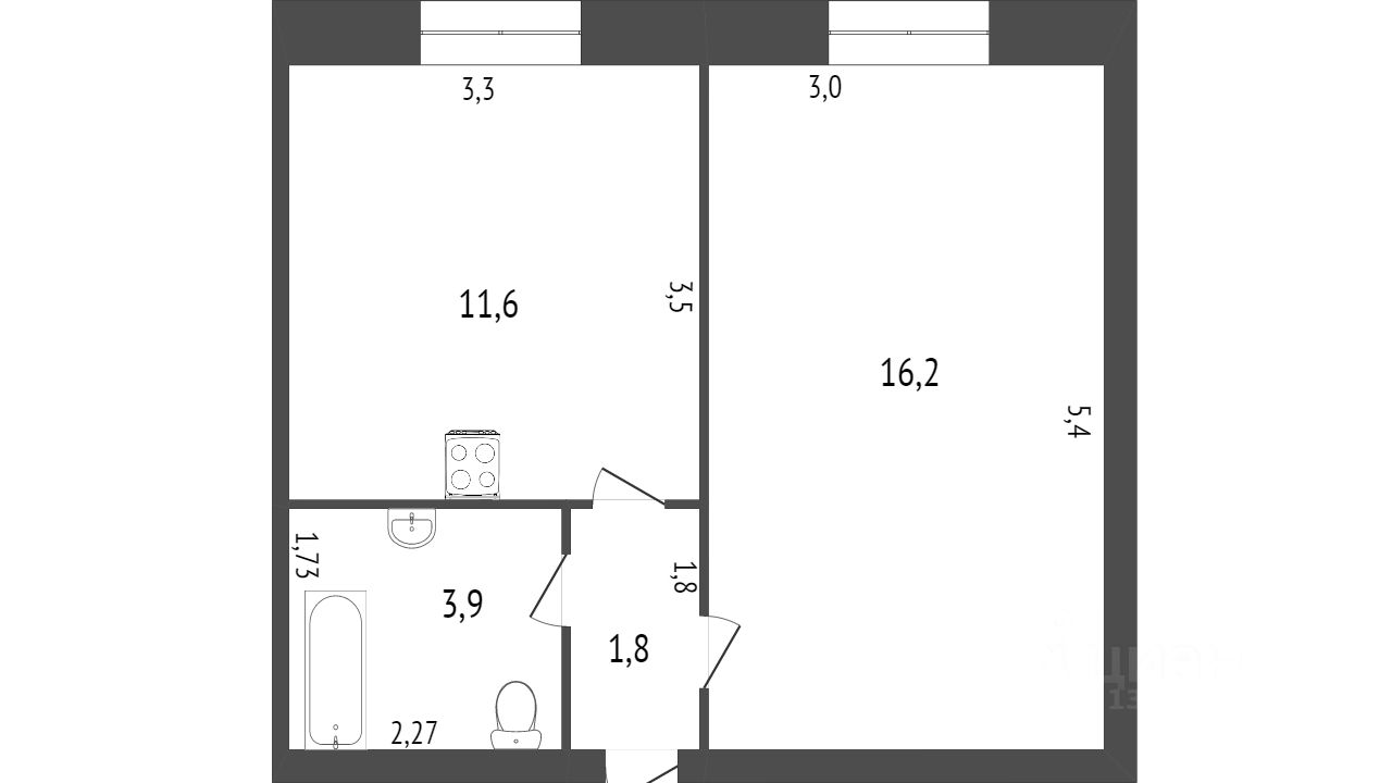 Планировка этой квартиры по данным Циан