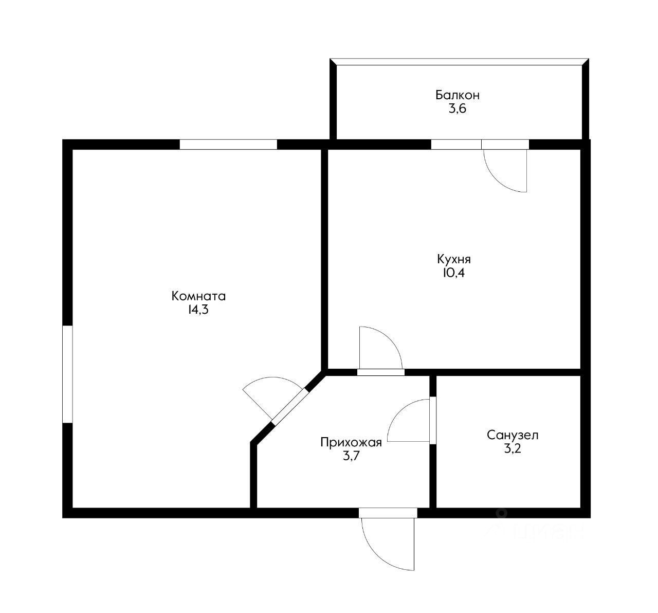 Планировка этой квартиры по данным Циан