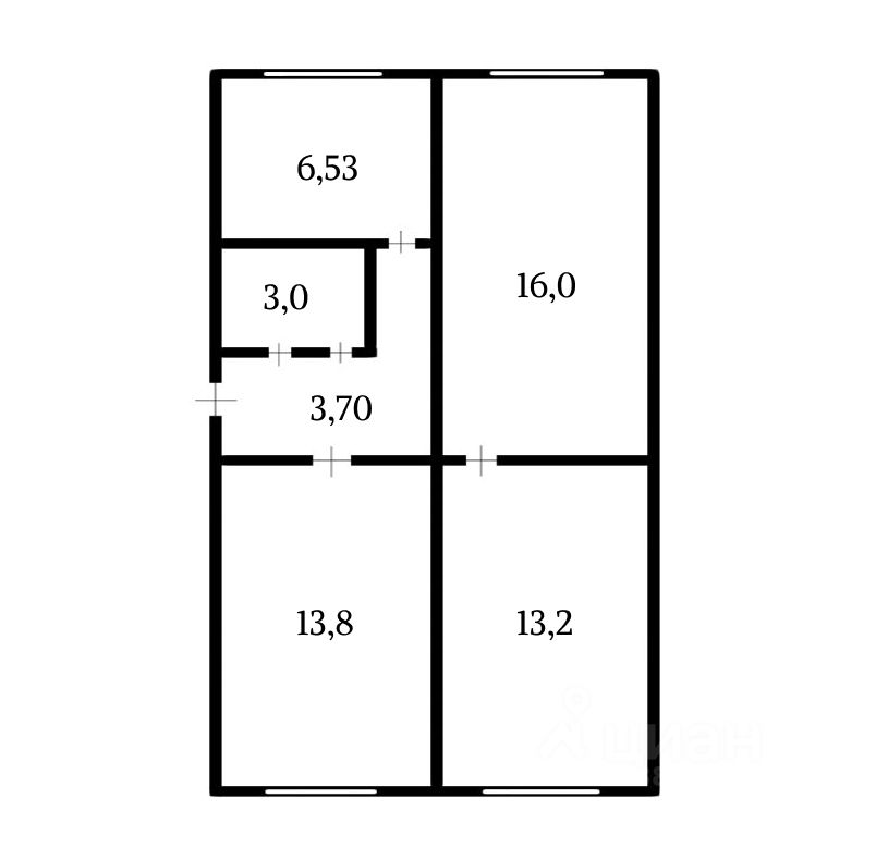 Планировка этой квартиры по данным Циан