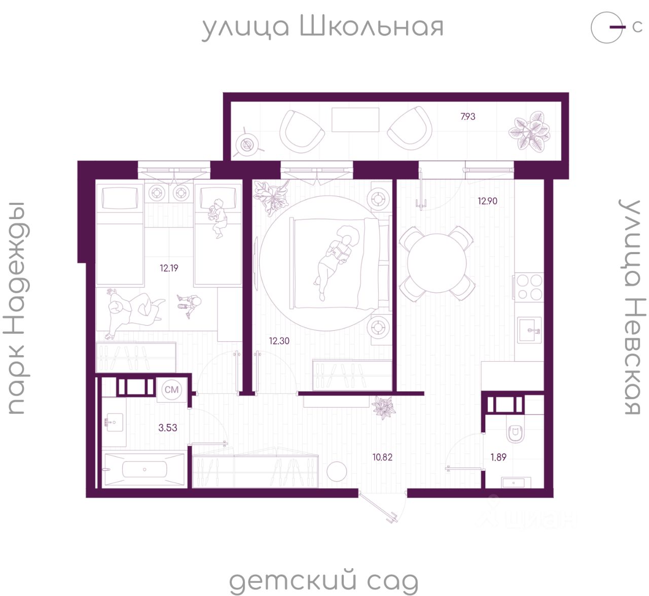 2-комн.кв., 56 м², 5/5 этаж