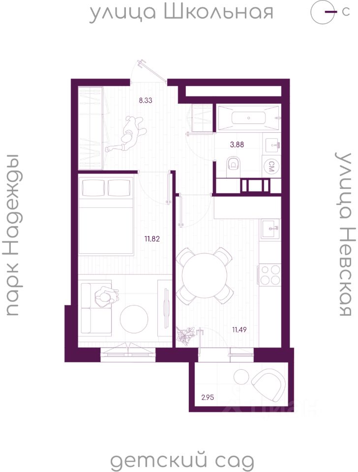 1-комн.кв., 36,4 м², 2/5 этаж
