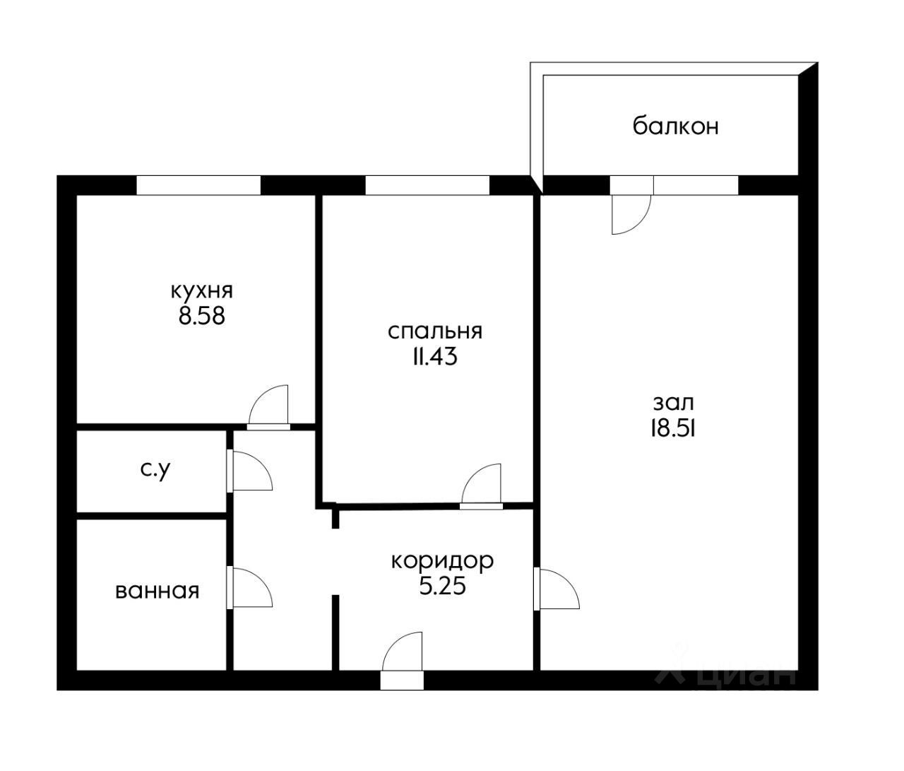 Планировка этой квартиры по данным Циан