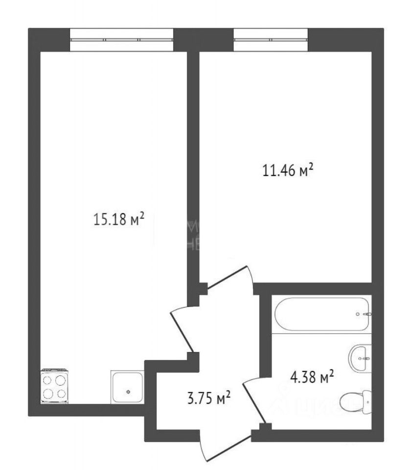 Планировка этой квартиры по данным Циан