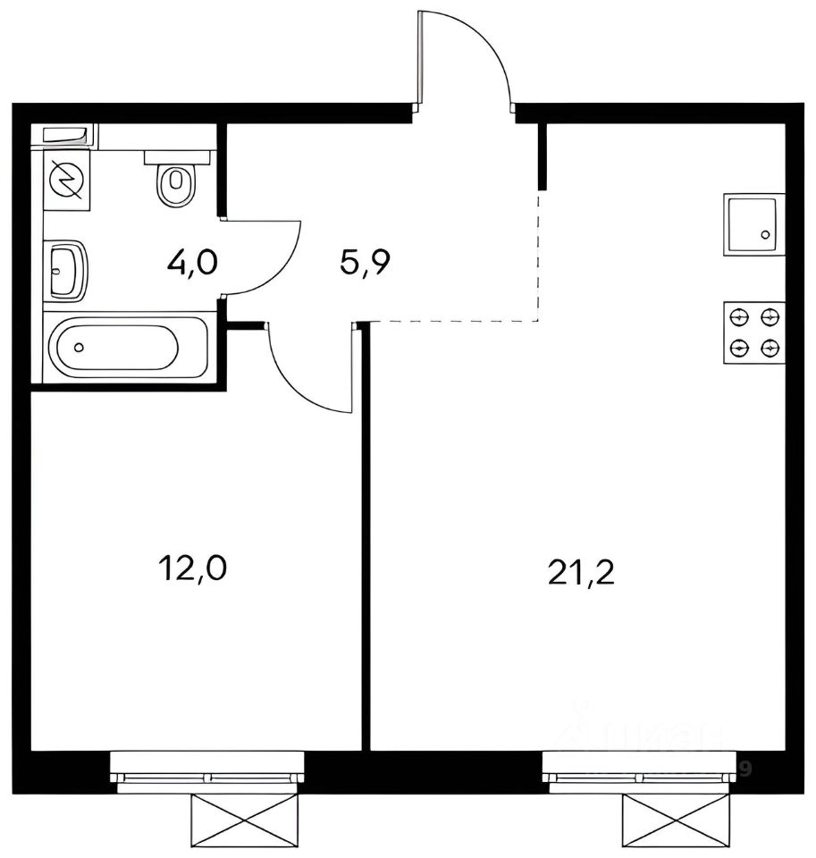 Планировка этой квартиры по данным Циан