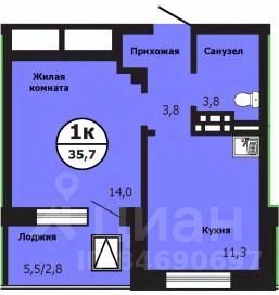 1-комн.кв., 33,3 м², 6/19 этаж