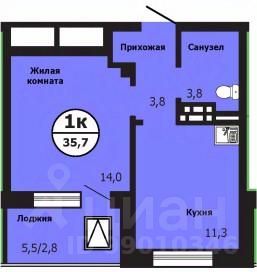 1-комн.кв., 33,3 м², 6/19 этаж