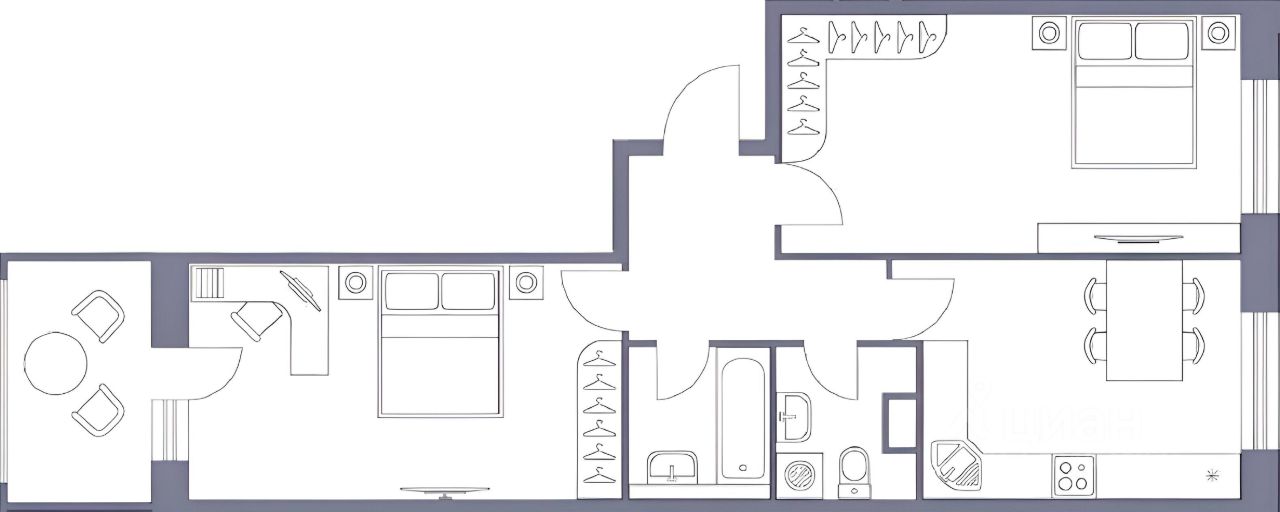 Планировка этой квартиры по данным Циан