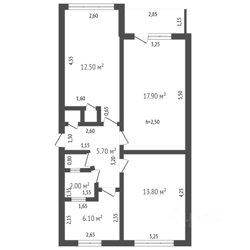 Планировка этой квартиры по данным Циан