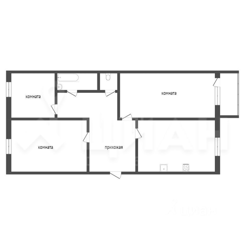 Планировка этой квартиры по данным Циан