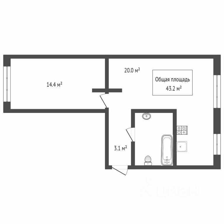 Планировка этой квартиры по данным Циан