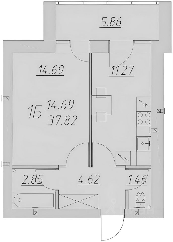 Планировка этой квартиры по данным Циан