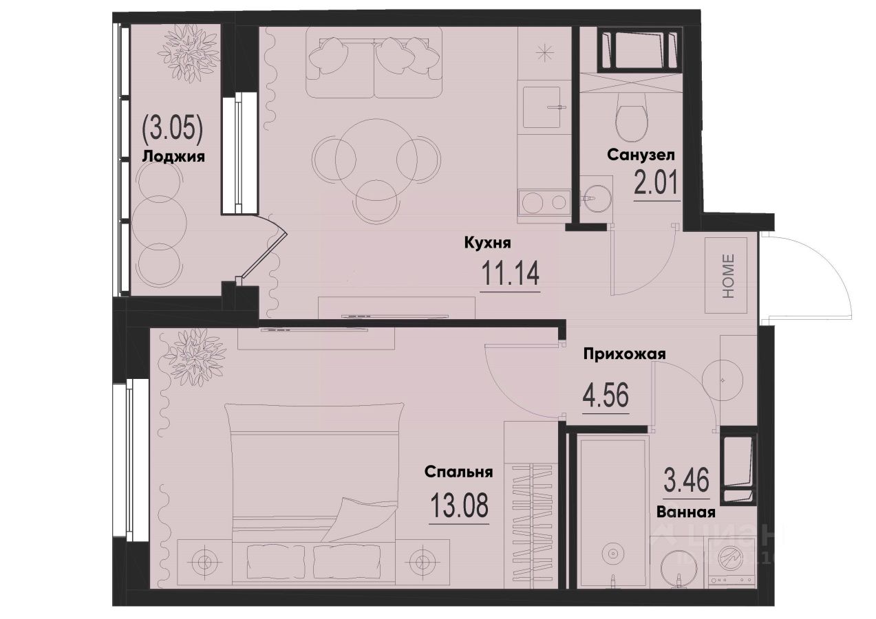 1-комн.кв., 35,8 м², 9/12 этаж