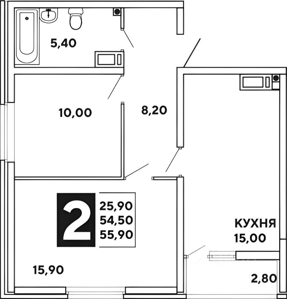 Планировка этой квартиры по данным Циан