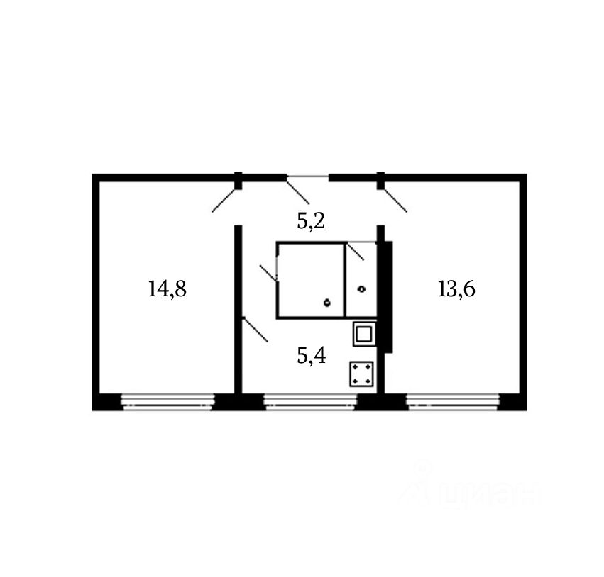 Планировка этой квартиры по данным Циан