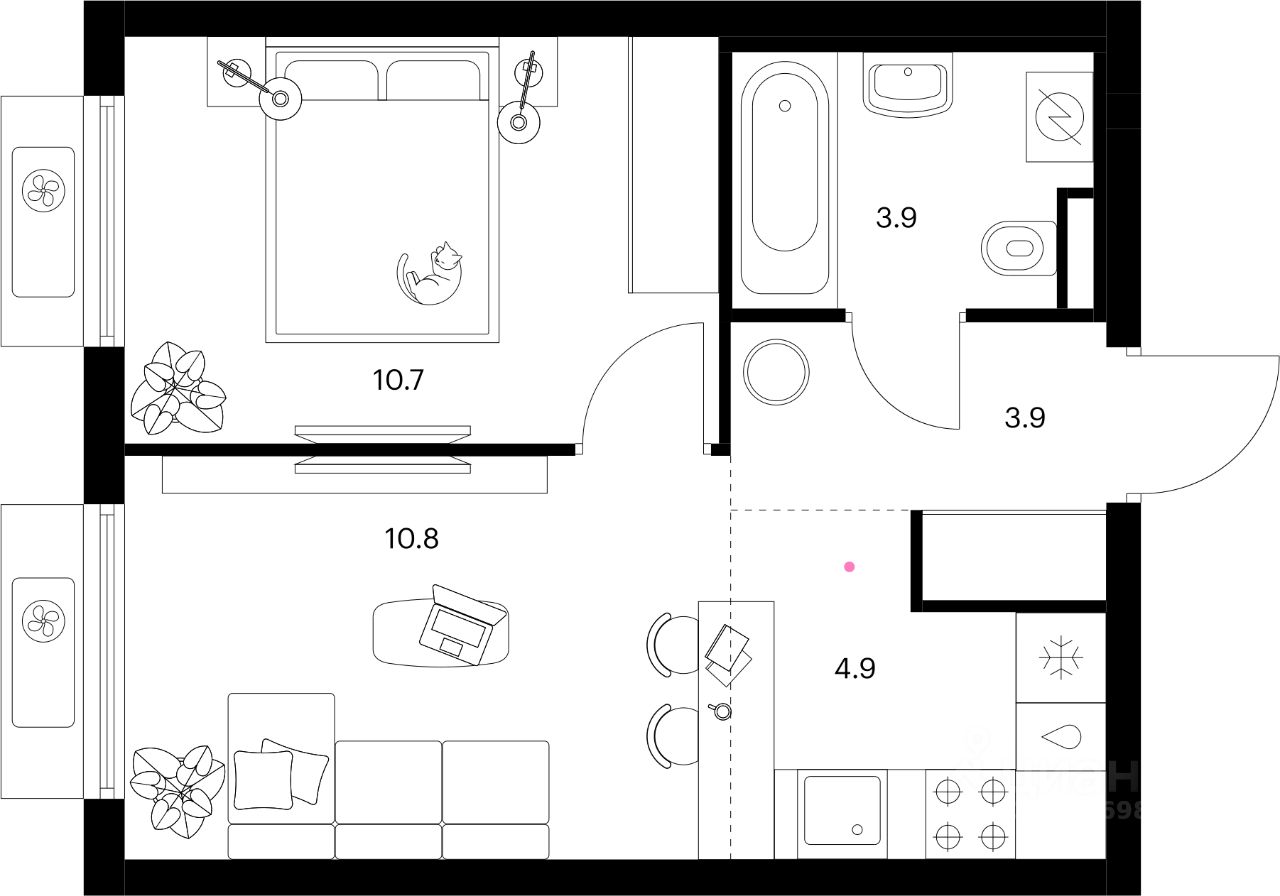 1-комн.кв., 34,2 м², 13/20 этаж