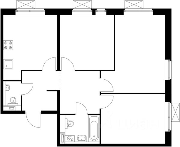 Планировка этой квартиры по данным Циан