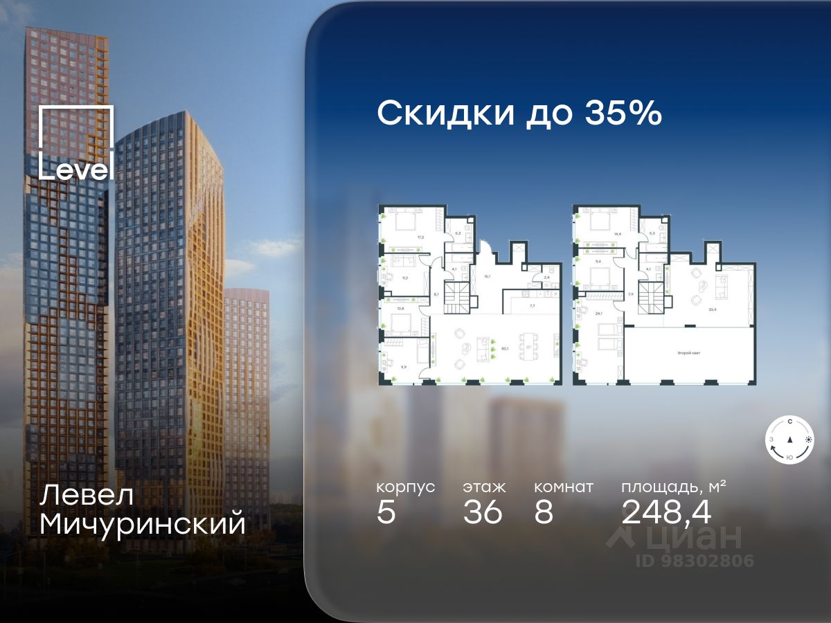 6-комн.кв., 248,4 м², 36/37 этаж