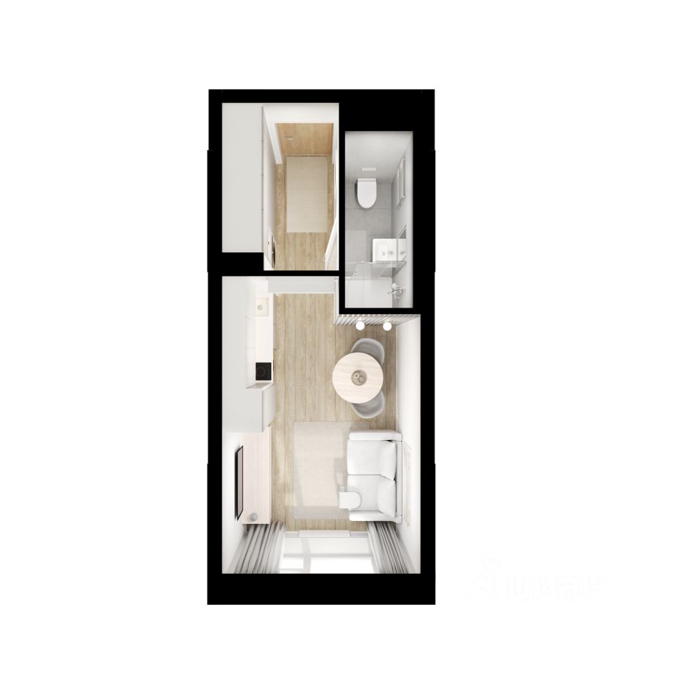 Студия, 19,4 м², 21/24 этаж